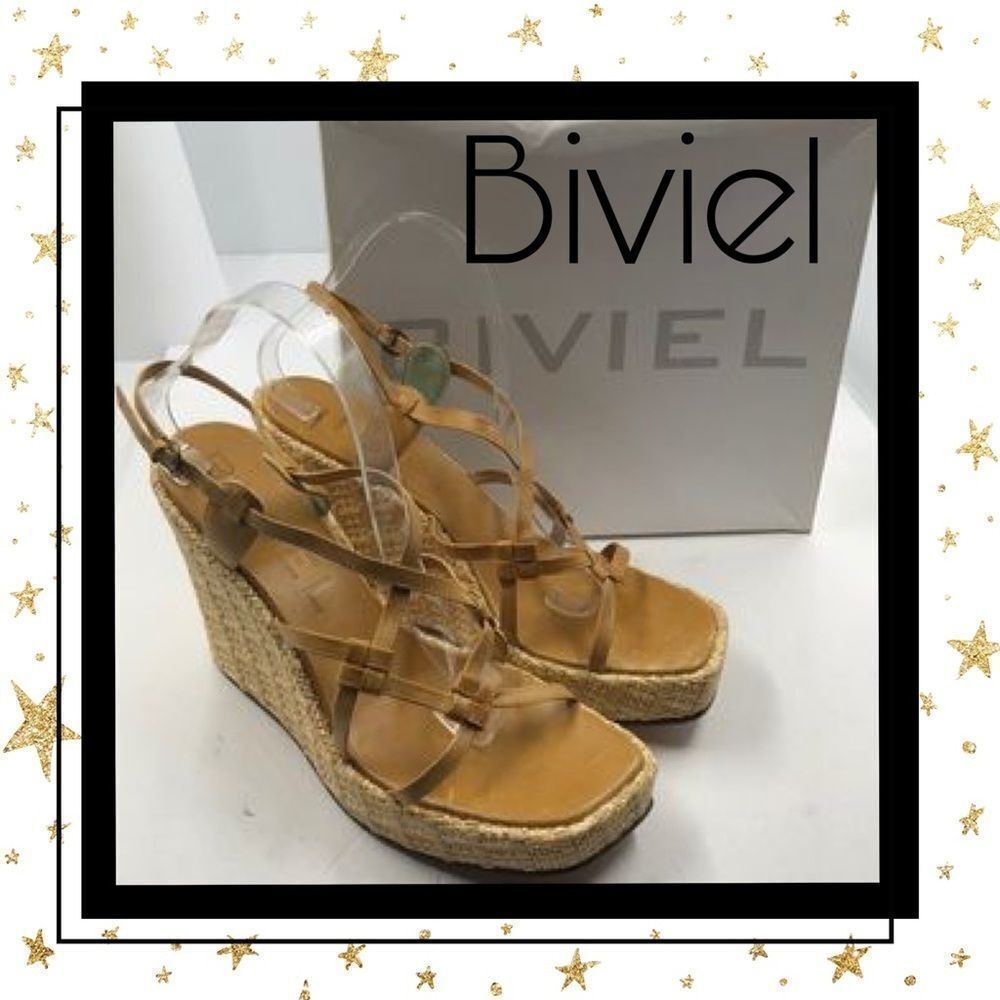 Biviel Designer Tan Wedge Sandals EU 41 US 11